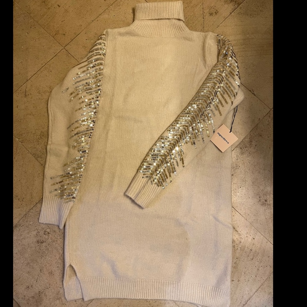 NWT Superdown sweater dress with sequin sleeve detail